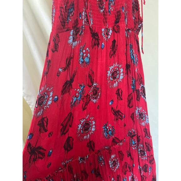 Intimately Free People Womens Red Floral Floor Length Dress Size Large - Picture 3 of 5